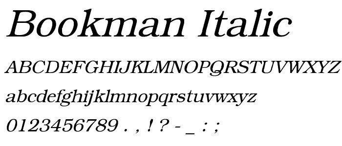 Bookman Italic font